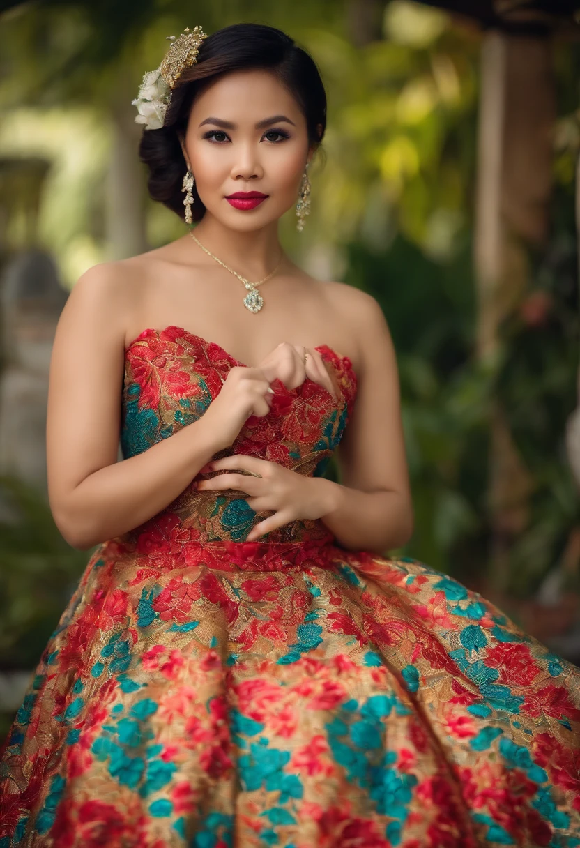 portrait of 28 year old filipina wife wearing a formal dress