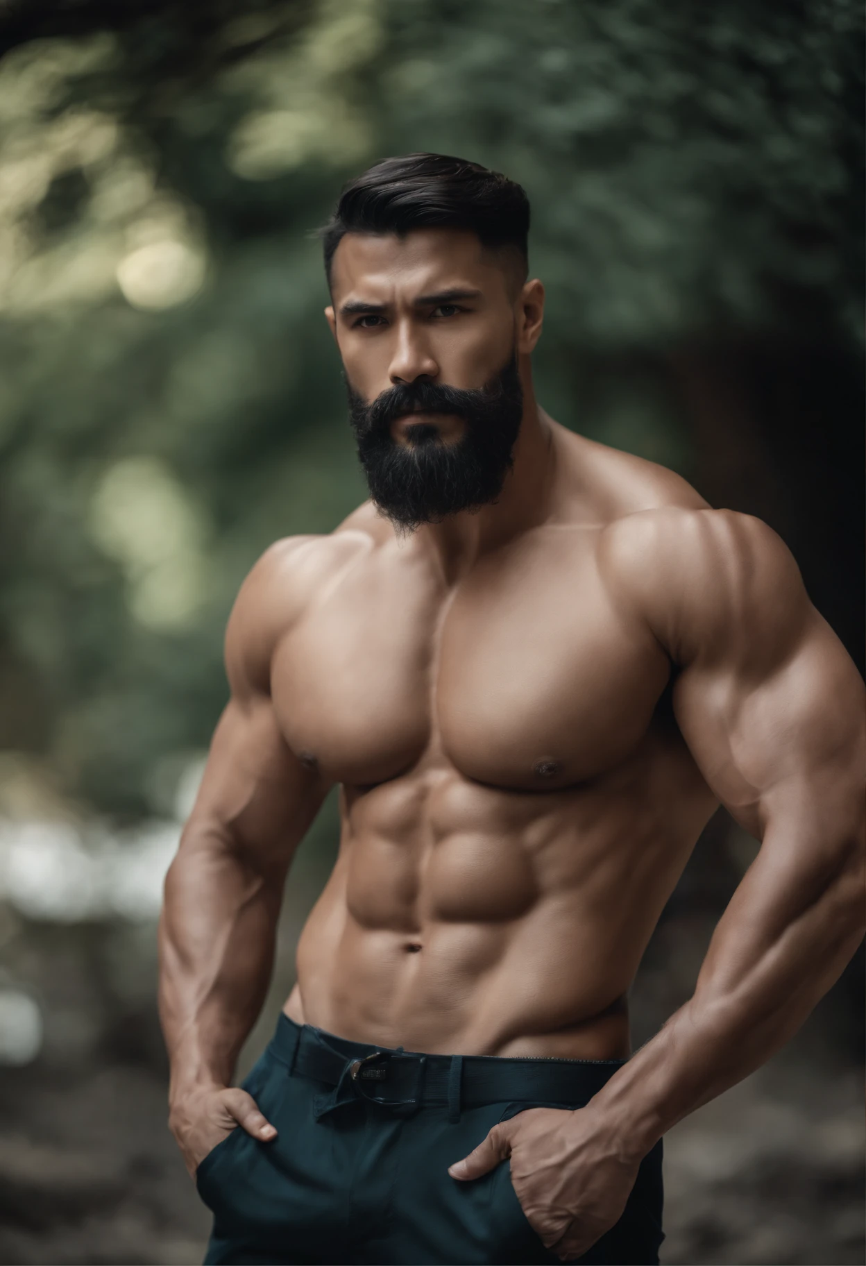 Man in shirt posing for photo, Ripped,Bigchest, lean and muscular, well-muscled, lean but muscular, beautiful handsome body, very muscular, muscular bodies, Open V chest clothes, Muscular men, sexy muscular body, musculature, Attractive body, well-muscled, muscular build,Gentle face,asian human,25-years old, beard