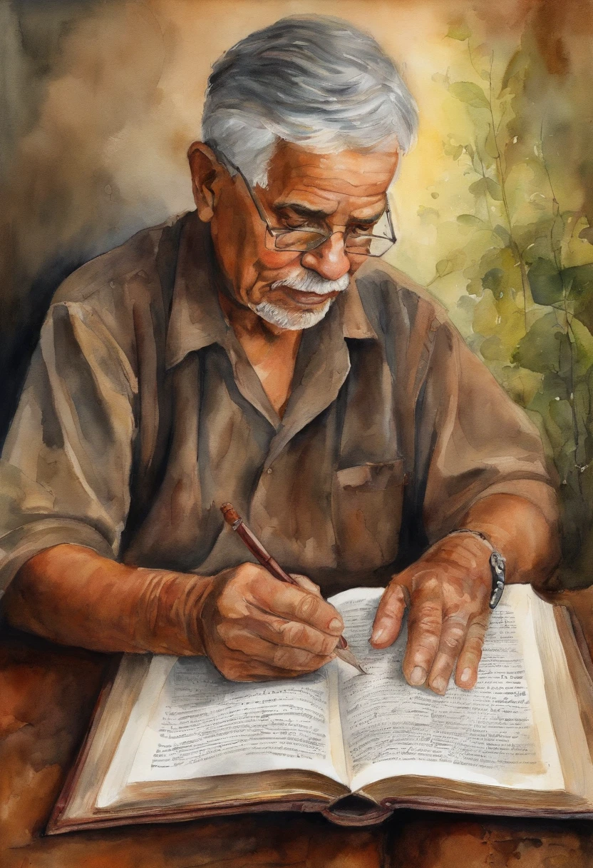 El abuelo habla con su sobrino que tiene una Biblia en la mano., How to develop ideas It's better than reading Boy Best's book.