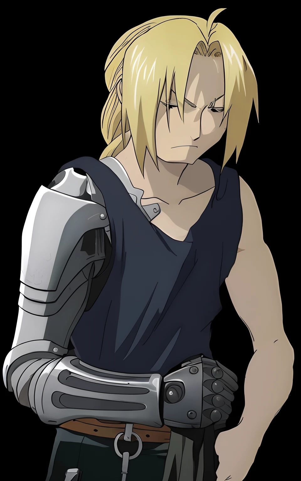 Photorealistic, portrait of fullmetal alchemis, elric of melnibone,covered in full metal armor, real