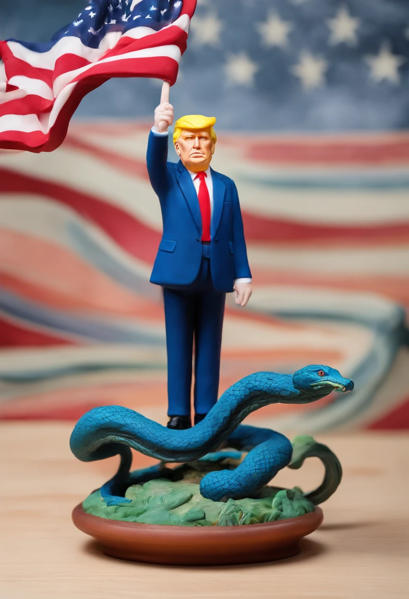 Donald Trump, hydra, long snake like arms, standing above the United States.