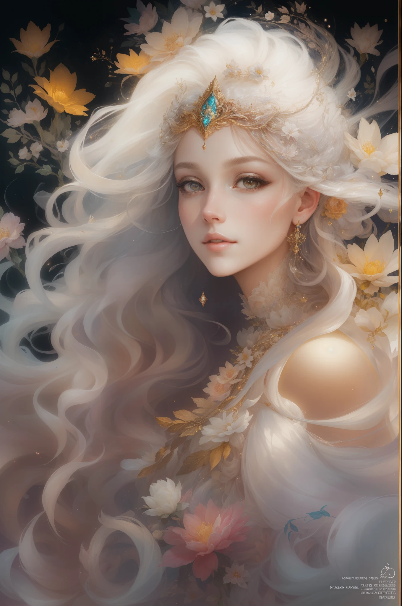 ((linda princesa)), (with long flowing white hair), (olhos brilhantes e bonitos), trending on Art Station, flower of hope by Jean-Honra Fragonard, Pedro Mohrbacher, super detalhado, Detalhes loucos , Stunning Sophisticated Elite Art Nouveau Ornate Liquid Wax Elegant Luxury Greg Rutkowski Style Sticker Vector Art Beautiful Character Double Exhibition Design Luminous Shot Award-arte de design vencedora-prima amoled luz de fundo preta