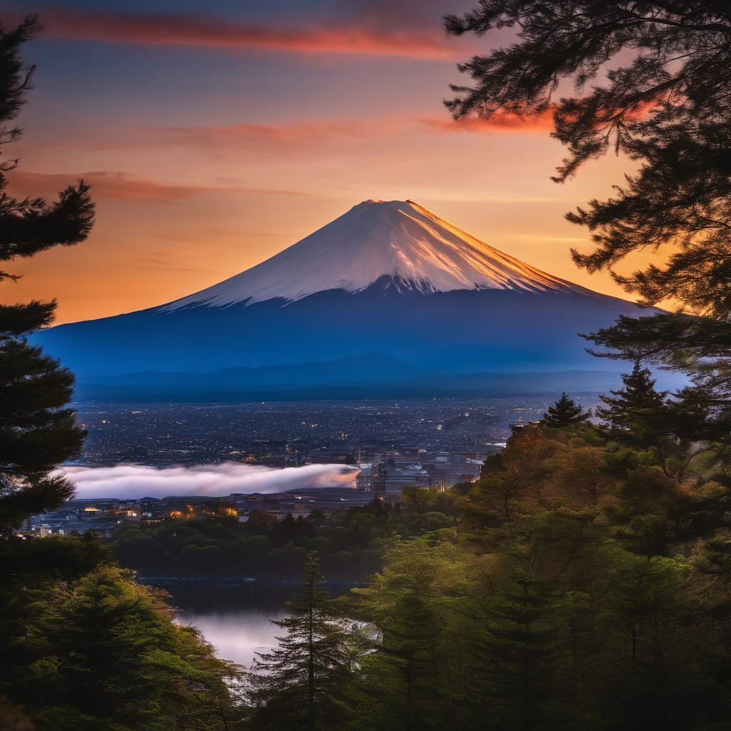 Master Parts、Superior Quality、superior image quality、The 8k quality、Beautiful pictures of the starry sky、magnifica、(Mt fuji:1.25)、dramatic cloud:1.5、Evening glow:1.9、Lenticular clouds:1.9