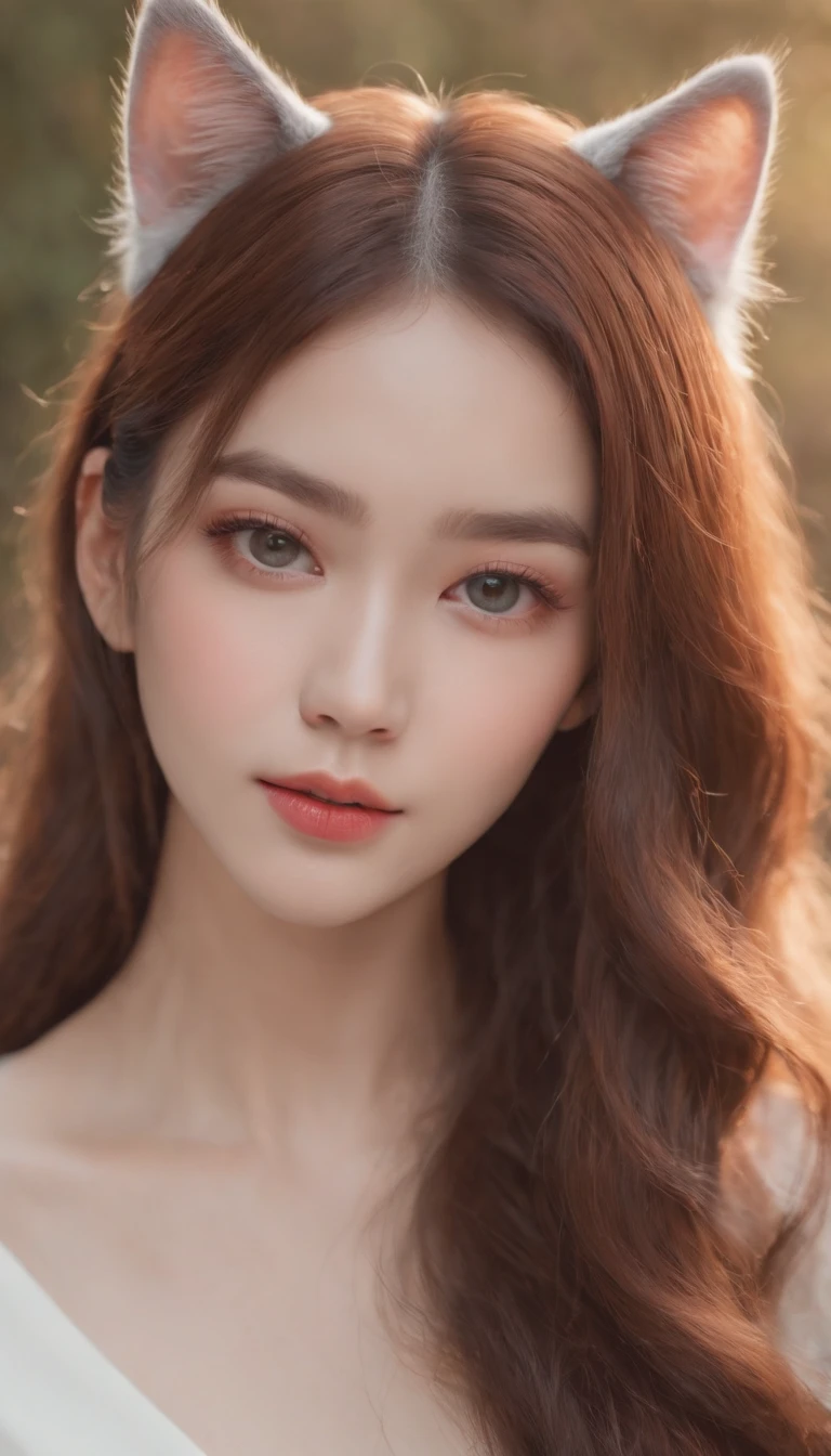 Best quality,4K,8K,A high resolution,Masterpiece:1.2,Ultra-detailed,Realistic:1.37,Cute,Girly,Portrait style,Long hair,Cat ears,Sparkling eyes,piercing eyes,Cat-like eyes,Beautiful face,rosycheeks,Soft and flawless skin,young look,pouty lips,Cat ears,Delicate anchor necklace,dressed stylishly,Shoulder-length hair,Similar to Korean fashion,Trendy,Glowing lights,Pastel colors,Subtle shadows,fairytale atmosphere,Ethereal background, dreamlike scenes,RAW photo