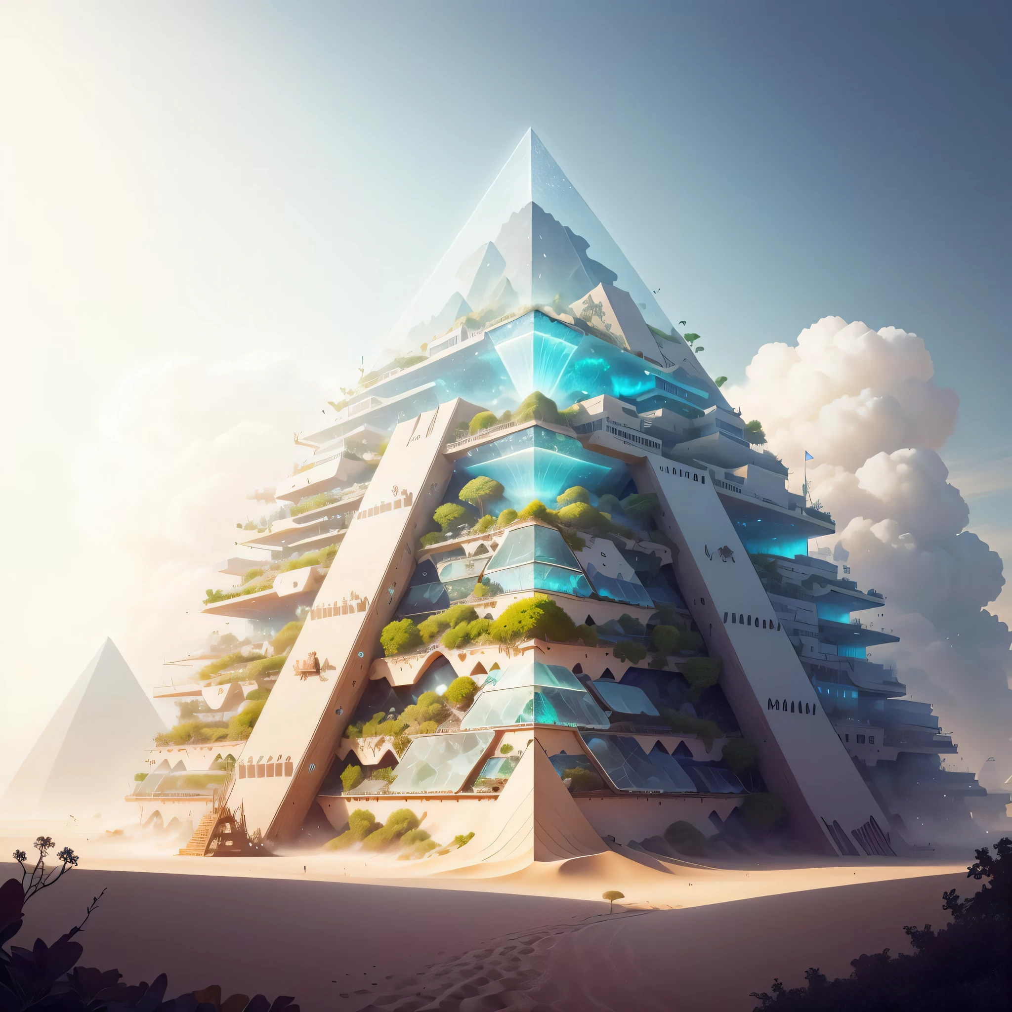 BiophyllTech, fully-organic, utopia, glass
sand,sandstorm, desert, pyramid \(structure\),