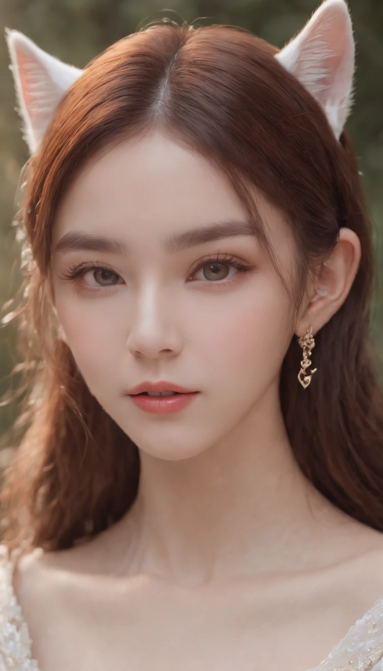 Best quality,4K,8K,A high resolution,Masterpiece:1.2,Ultra-detailed,Realistic:1.37,Cute,Girly,Portrait style,Long hair,Elf ears,Sparkling eyes,piercing eyes,Cat-like eyes,Beautiful face,rosycheeks,Soft and flawless skin,young look,pouty lips,Cat ears,Delicate anchor necklace,dressed stylishly,Shoulder-length hair,Similar to Korean fashion,Trendy,Norse elves,Glowing lights,Pastel colors,Subtle shadows,fairytale atmosphere,Ethereal background, dreamlike scenes,RAW photo