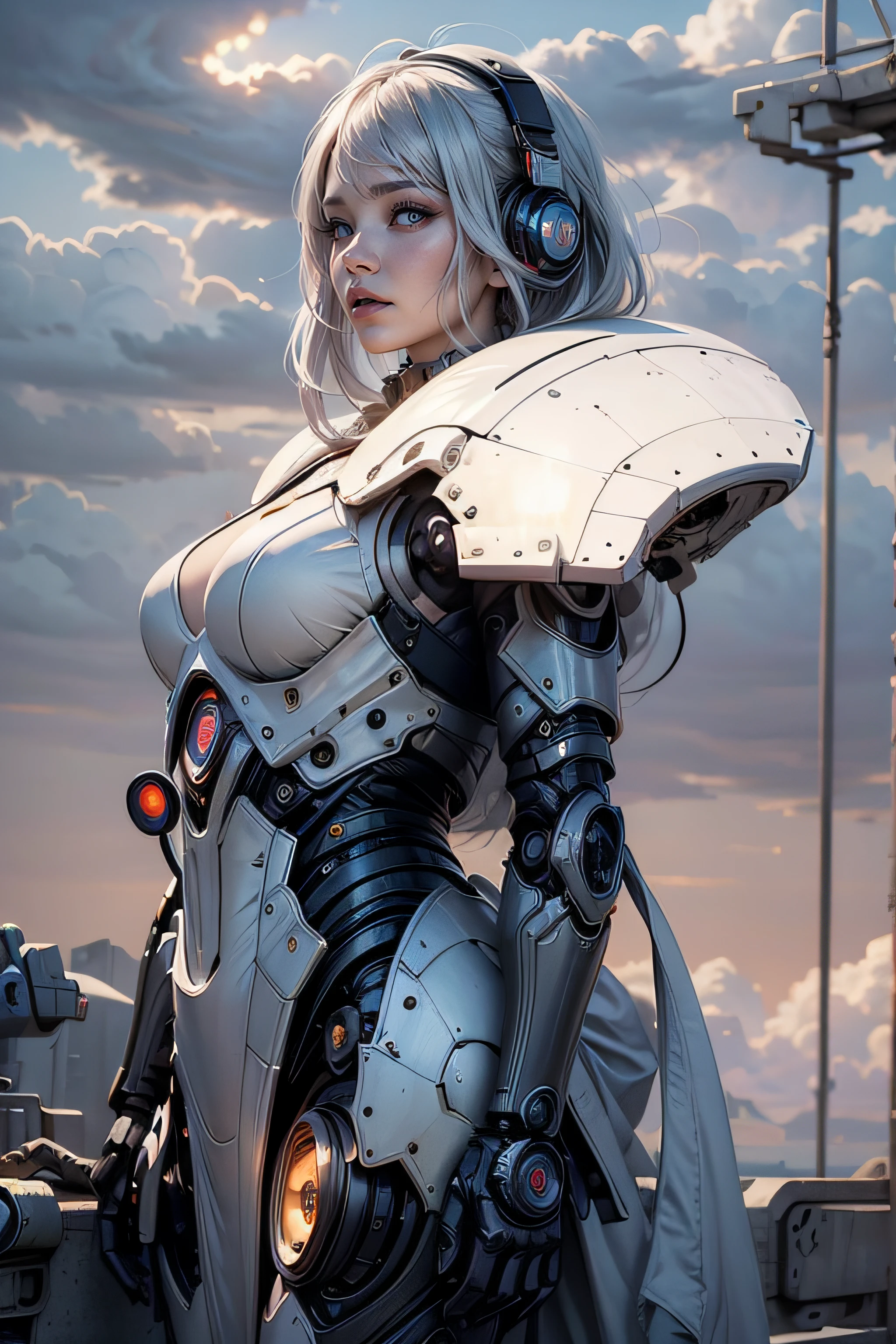 realistic visual effects,attractive beautiful,dramatic contrast,Gentle lighting,Delicate warmth,the soft light,hyper HD,Extremely colorful,best qualityer,perfect female shape,HighDynamicRange,long eyelasher,Unbeatable masterpiece,paleskin,putting makeup on,Sexy goddess,Large mechanical gears,Strange sky,The setting sun burns the clouds,8K high quality,Sexy goddess,A pair of big eyes are beautiful and moving,White skin,Makeup,Sexy outfit,【Background with】Large gears,Large gears,Doomsday ruins,Giant tornado,Strange sky,The setting sun burns the clouds,Multiple planets,The end of the world,Multiple planets,Mards,Jupiter,Mercury,Strange sky,Giant tornado。