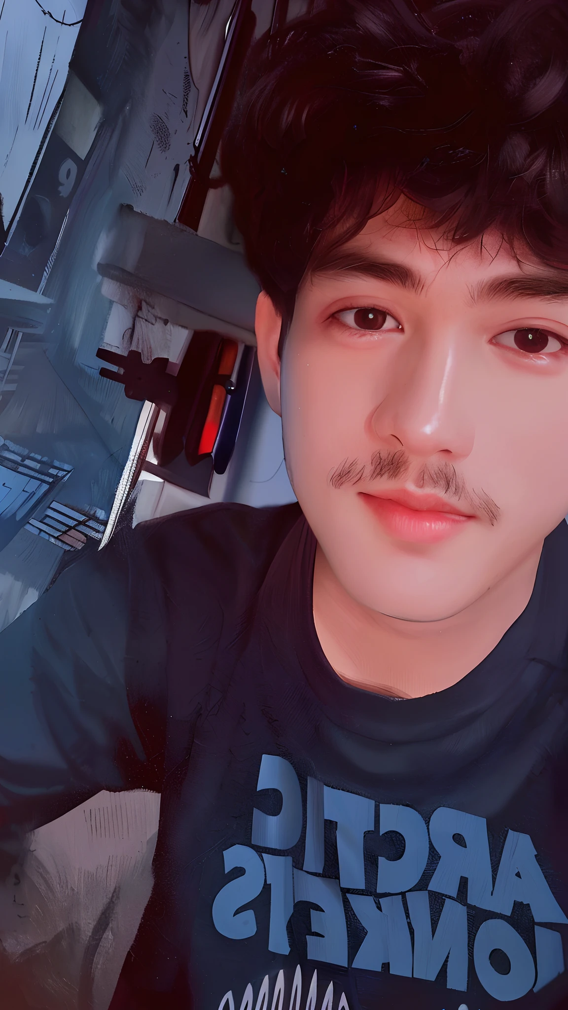 High resolution, masterpiece, high quality, very detailed, in the busy street, an eighteen-year-old boy, tied up his head, sat behind a desk, setting up a fortune-telling