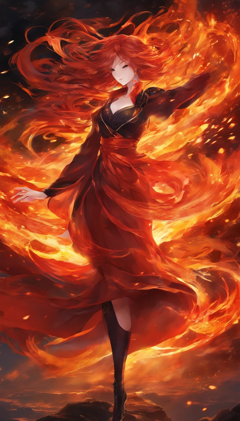 Girl playing with fire, ablaze with intensity, Glowing embers, Swirling smoke, Mesmerizing action, Flowing red hair, sparks flying, Fearless expression, Dark background, Intense lighting, Fiery atmosphere, dynamicposes, Dangerous beauty, Fascinating energy, Burning passion, Thrilling suspense, intense heat, Scorching flame, dramatic contrast, Smoky veil, fiery glow, Enchanting dance, Strong presence, Flashing shadows, Fiery artwork, Vibrant colors, blazing infero, Hypnotic flame, daring adventure, Her eyes shone with a blazing light, Heat waves, Glowing embers fall, Exhilarating performance, Blazing sparks in the night, adrenaline rush, Radiant warmth, Breathtaking spectacle, Raw intensity, Fiery passion is unleashed.