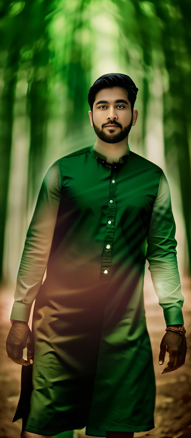 Change background to nature forest,same person