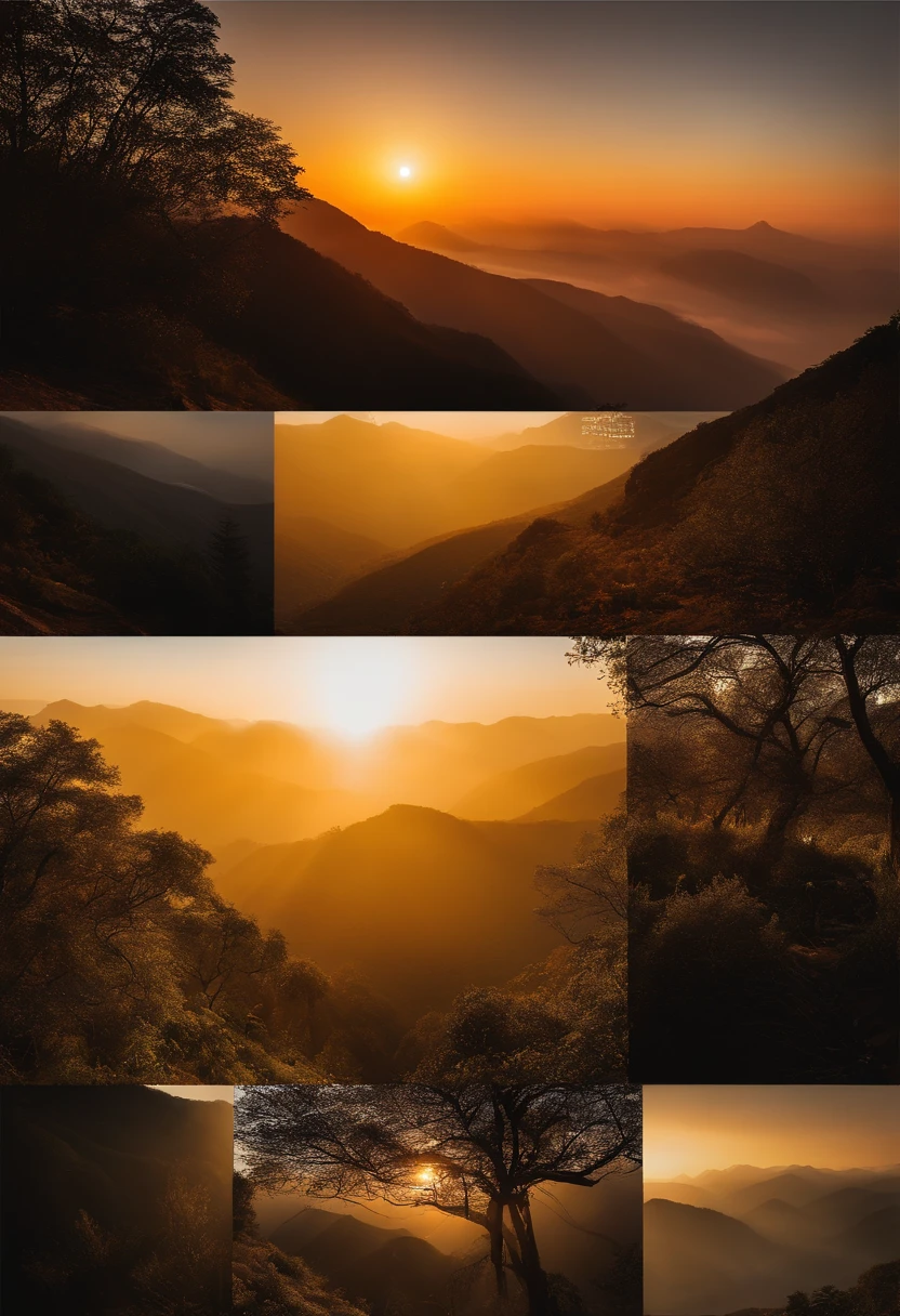 (tmasterpiece,Authentic photography,Realistic photography,Concise composition:1.5),Yellow Mountain sunrise