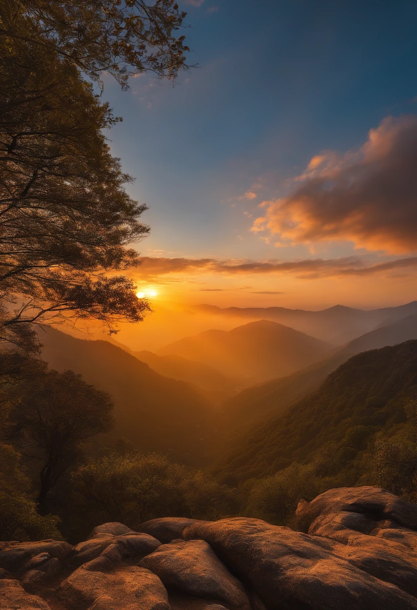 (tmasterpiece,Authentic photography,Realistic photography,Concise composition:1.5),Yellow Mountain sunrise