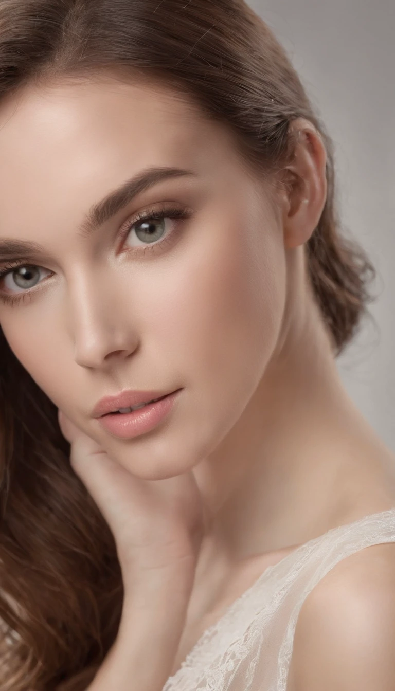 modelo: La modelo debe tener un aspecto fresco y natural, with minimal makeup that highlights your features. Su cabello debe ser peinado en ondas sueltas o un peinado elegante. luci: Usar suave, Diffused lighting to create a warm and welcoming atmosphere. Usar luces de estudio fondo: Elija un fondo simple y ordenado que complemente el modelo y el producto. Un fondo blanco liso o de color pastel funciona bien. compositing: Experiment with different angles and compositions to find the most flattering and interesting shot. Prueba a disparar desde arriba o desde abajo, or use the rule of thirds to create visual interest. cabello brillante, a professional movie photograph of, La mejor calidad, alta calidad, Altas Resoluciones, Altamente detallado, cinematic lighting