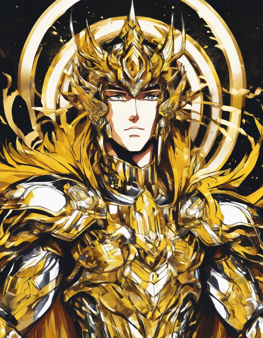 Cavaleiro de Ouro armadura de Libra, anime Saint seiya. homem cabelo preto, barba
