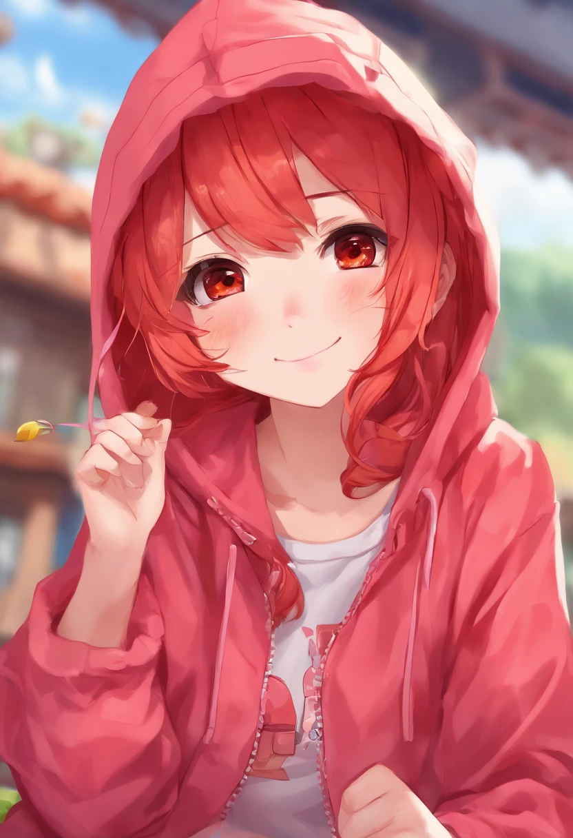(photorealistic image:1.3), (Red-Hooded Anime Girl:1.2), lying on a bed, (intense red eyes:1.1), (vibrant red hair:1.2), (soft lighting:1.2), (detailed bedding:1.1), (high resolution:1.2), (portrait shot:1.1)"
