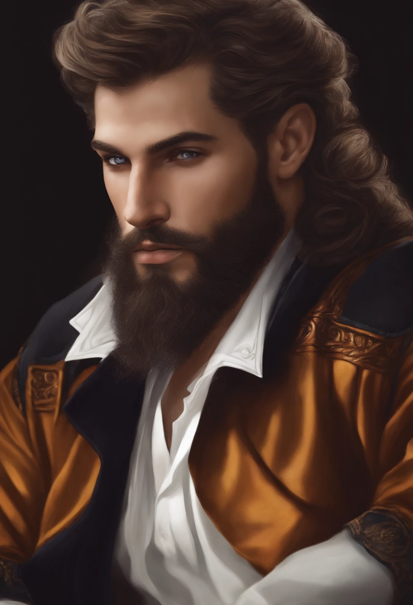 fazer um desenho de RPG de um homem Paladino sombrio em seus vinte anos,1,90m de altura,cabelos negros um pouco longos,barba e bigode rasos,olhos escarlates