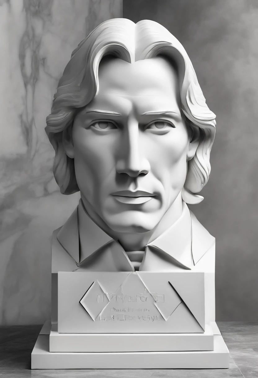 White marble bust of Keanu Reeves,It has the style of a museum. dark ambiance, High contrast between light and shadow, professional photoshooting, , Amount of light, cinematic ligh,8K