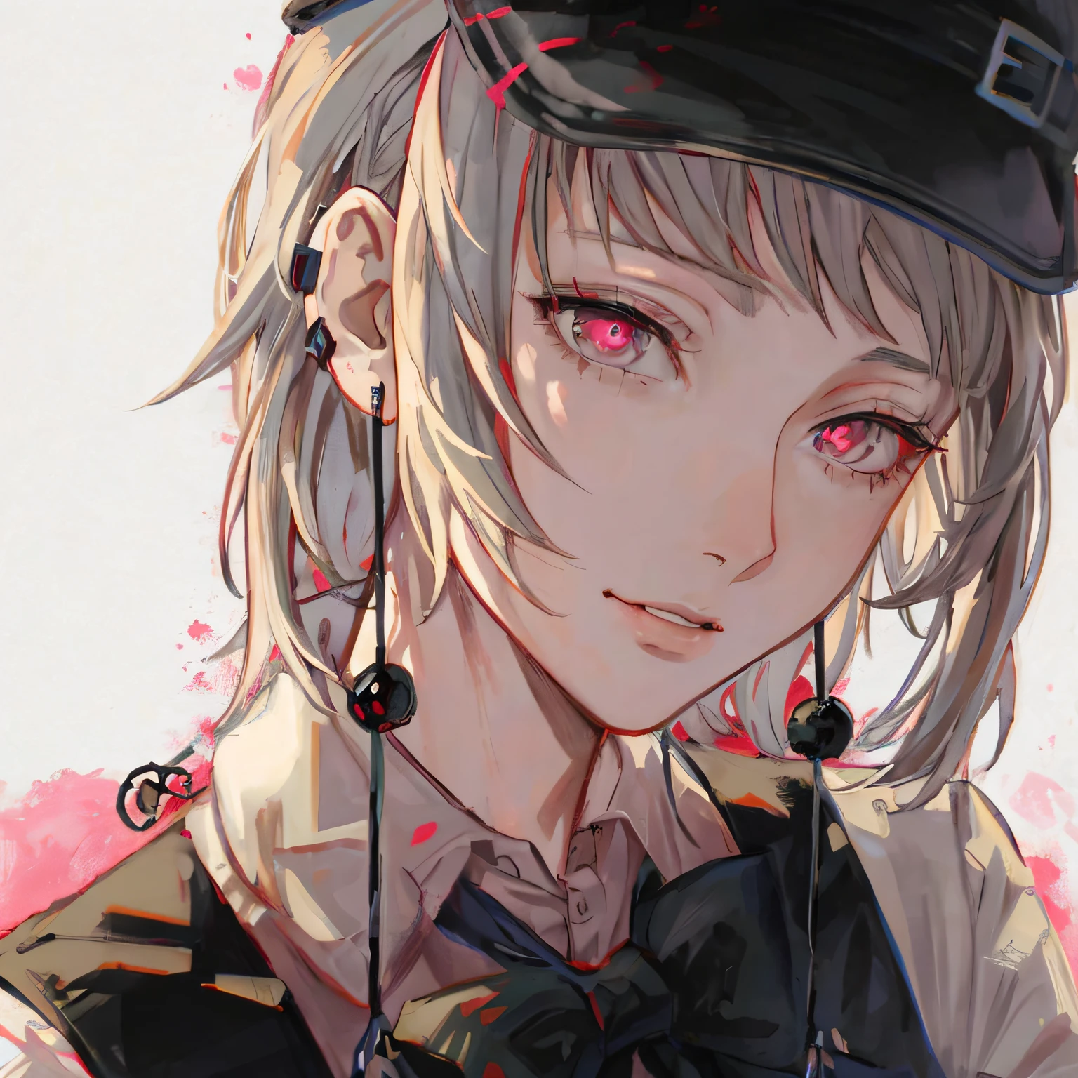 Anime girl with pink eyes and a black hat, retrato detalhado da menina do anime, Guweiz, retrato estilo anime, Melhor Anime 4K Konachan Wallpaper, menina anime retrato, estilo anime 4K, Retrato de uma garota de anime, Gapmoe Yander, retrato impressionante do rosto do anime, Arte digital de Danganronpa, Arte no estilo de Guweiz