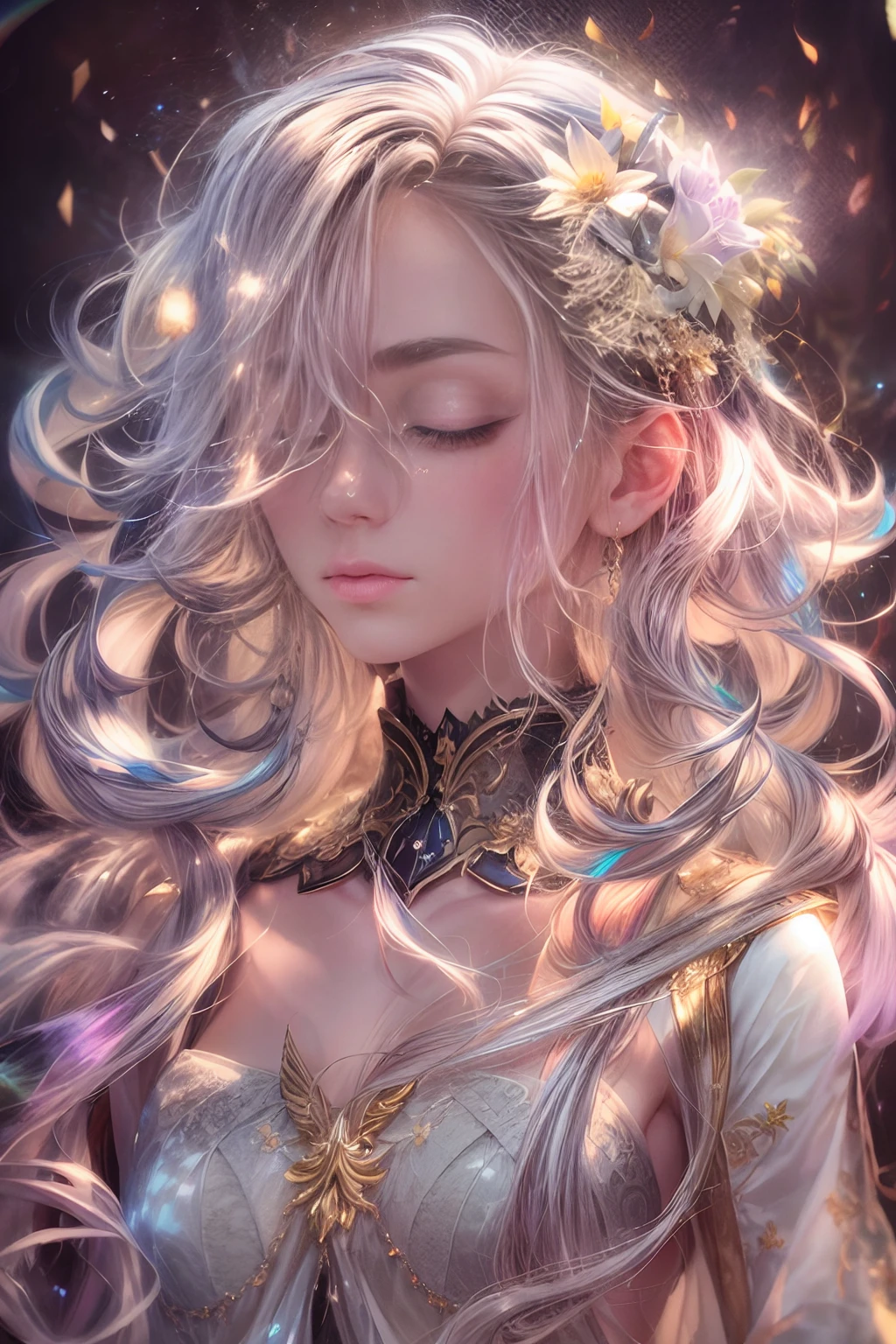 A woman with long blonde hair and a crown on her head - SeaArt AI