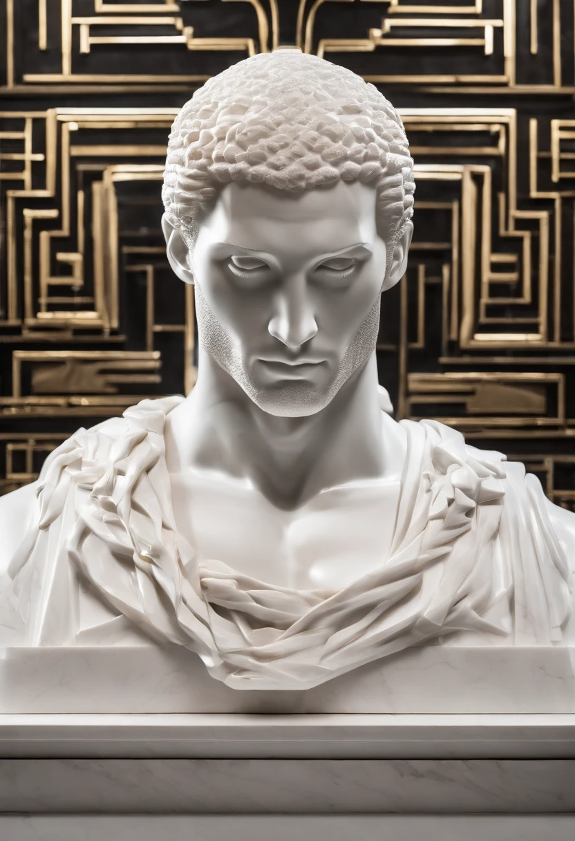 White marble bust of Kobe Bryant,It has the style of a museum. dark ambiance, High contrast between light and shadow, professional photoshooting, , Amount of light, cinematic ligh,8K