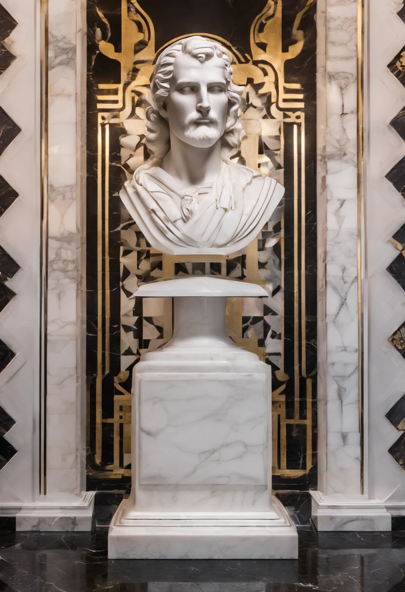 White marble bust of Jobs，It has the style of a museum. dark ambiance, High contrast between light and shadow, professional photoshooting, , Amount of light, cinematic ligh，8K