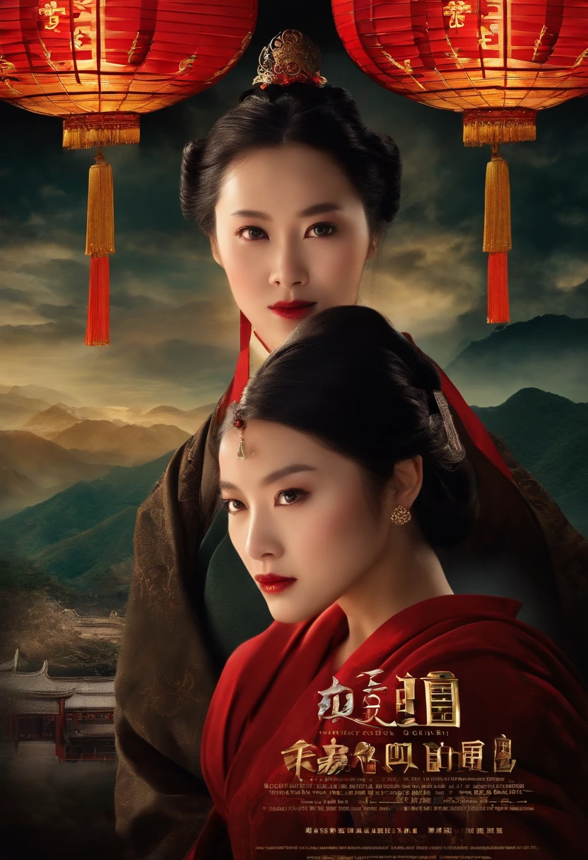 (Best quality, Movie poster style), A beautiful woman with (one red eye:1.2),(Meaningful Chinese screenwriting:1.1), Combine elements perfectly.