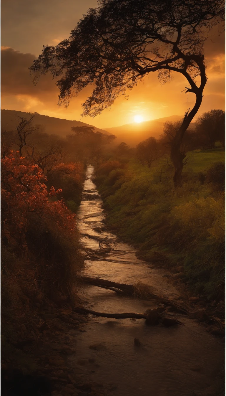 Withered vines, old trees, dark crows, small bridges and flowing water, people on the ancient road, westerly wind and thin horses, the sun sets, heartbroken people are at the end of the world