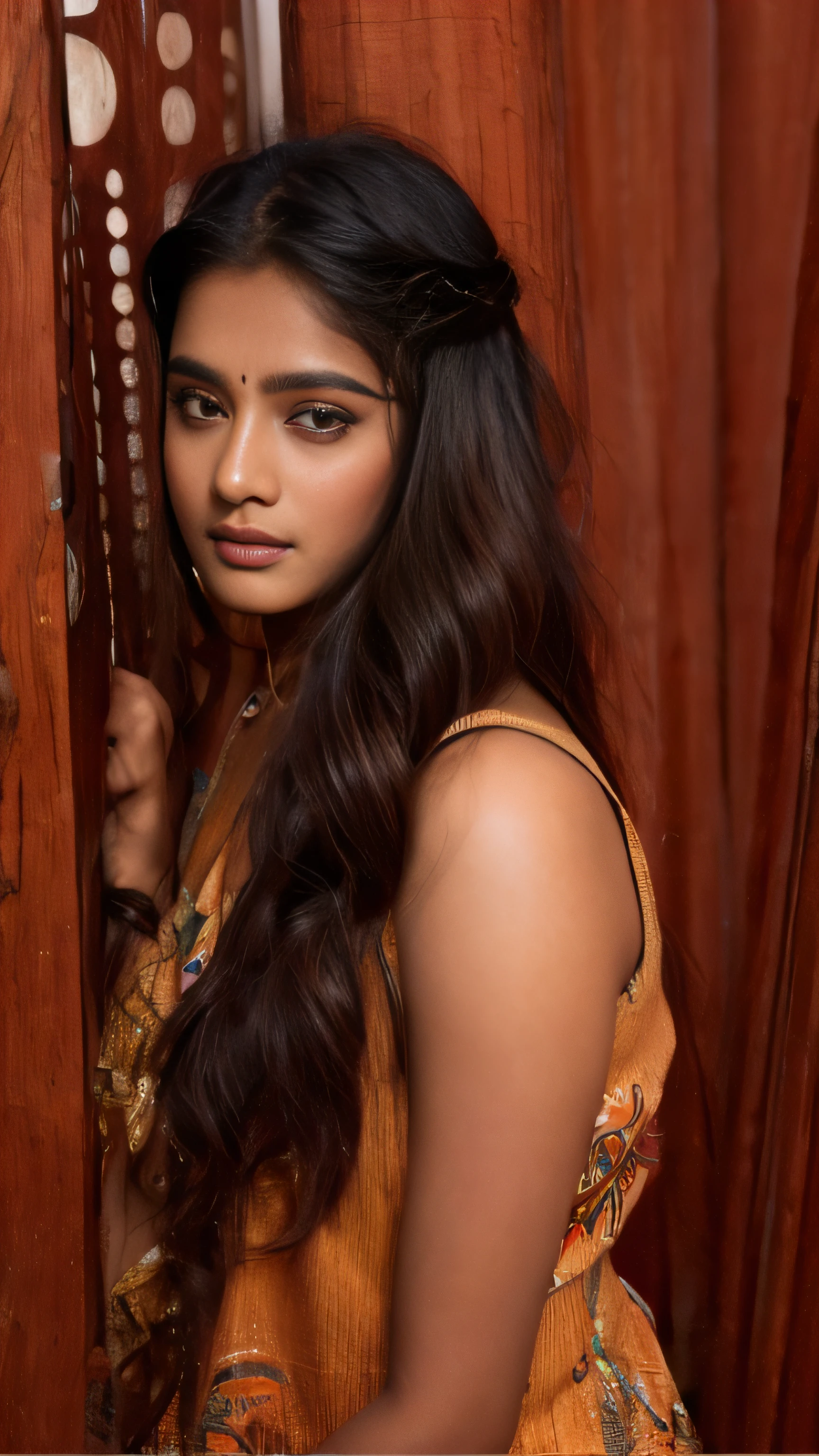 a close up of an indian model with long hair and dress, attractive girl, with long hair, indian, very beautiful girl, long hair girl, indian girl with brown skin, attractive and beautiful, traditional beauty, very attractive and beautiful, attractive pose, girl with super long hair, tiktok video, girl with long hair, ((film grain, skin details, high detailed skin texture, 8k hdr, dslr)), photography taken by sony DSLR, Hd image