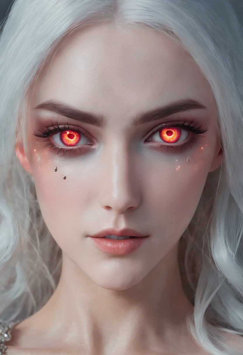 Cirilla Fiona Elen Riannon,Cosmic Fallen Angel, glowing light eyes, Delicate and beautiful face,Bigchest,Biomechanical, eerie, Dream-like, Very bright colors, Light particles, with light glowing, Lucifer, wallpaper art, UHD wallpaper