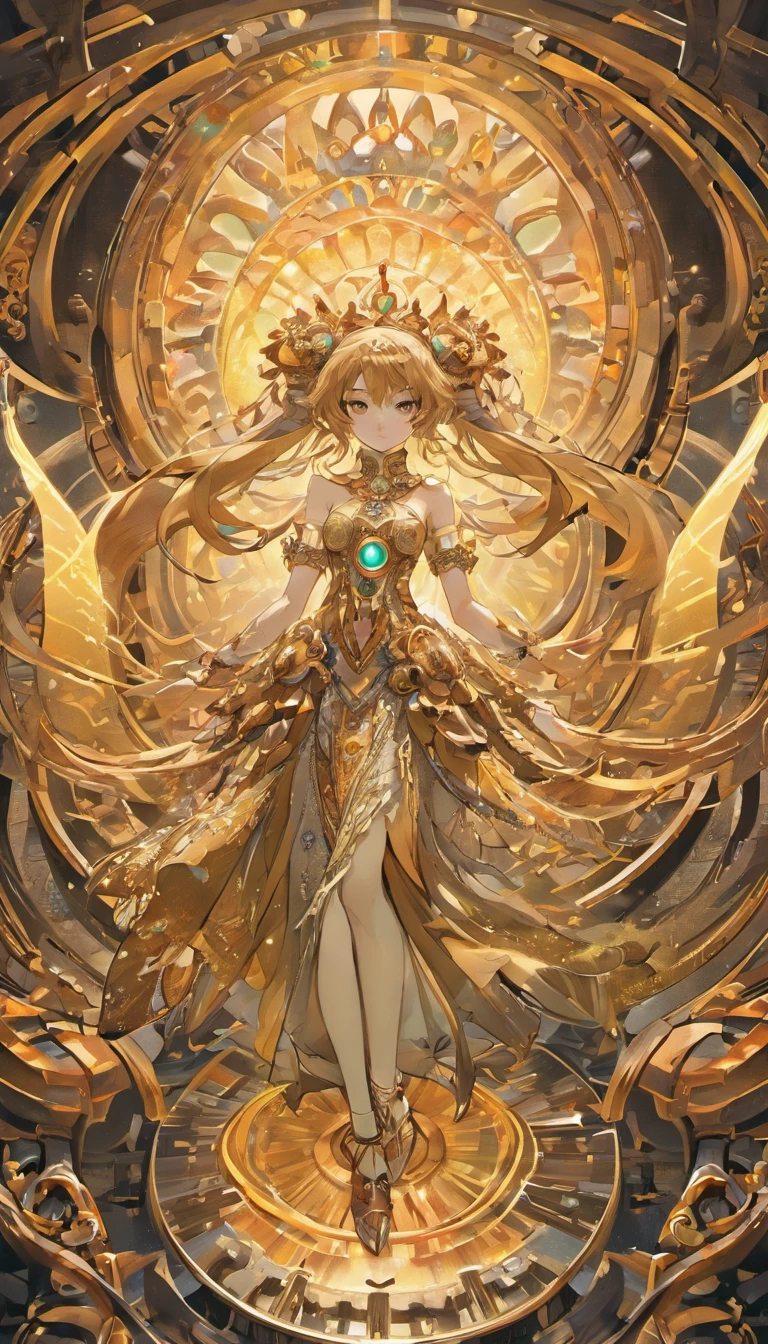 molten gold,gold bullion,coin,Wearing lots of gold accessories,1girl,slime girl,shiny skin,goldpowder,Metalheart,liquid metal girl,from below,gold eyes,ass