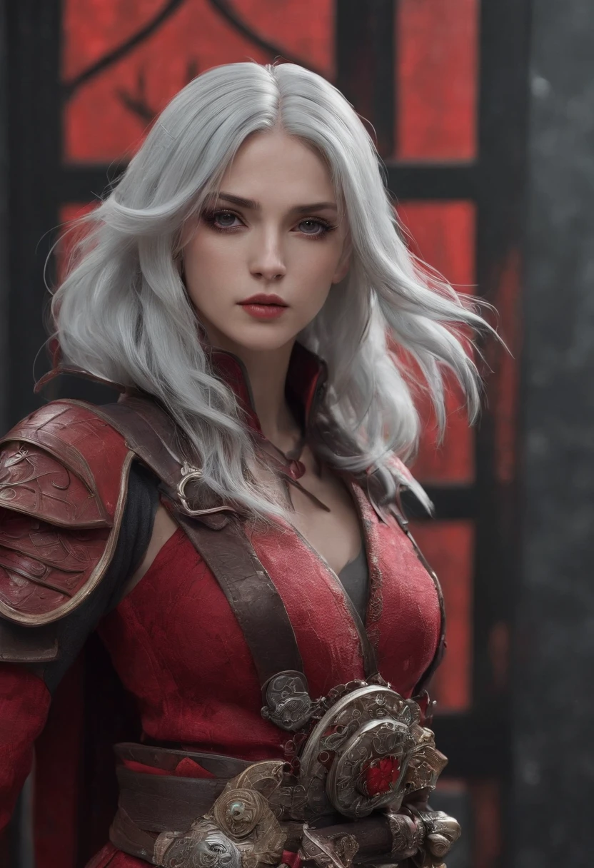Cirilla Fiona Elen Riannon,Highest image quality,Outstanding details,超高分辨率,(Fidelity:1.4), Favor the details,closeup cleavage,dawn,Snow,winter,Wizard Sword,He has a delicate and beautiful face,Red Japanese oni armor,Raised sexy,frontage,cyber punk perssonage,Futuristic,mechanically aesthetic,Virtual Engine 5,Perfect detail rendering,rendering by octane,hyper HD
