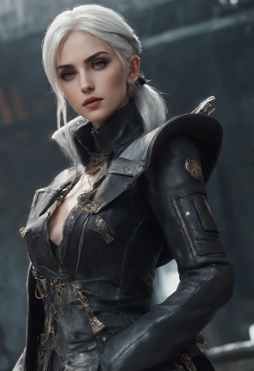 Cirilla Fiona Elen Riannon，Highest image quality，Outstanding details，超高分辨率，（Fidelity：1.4）, Favor the details, Dragon Knight，Cloak, She has a delicate and beautiful face,Raised sexy，cyber punk perssonage，Futuristic，mechanically aesthetic，Virtual Engine 5，Perfect detail rendering，rendering by octane，hyper HD