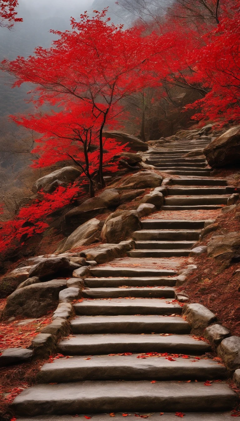 Far up the cold mountain stone path sloped,Bai Yunsheng has a family in his place。Parking to sit love Maple Forest late,Frost leaves are red in February flowers。