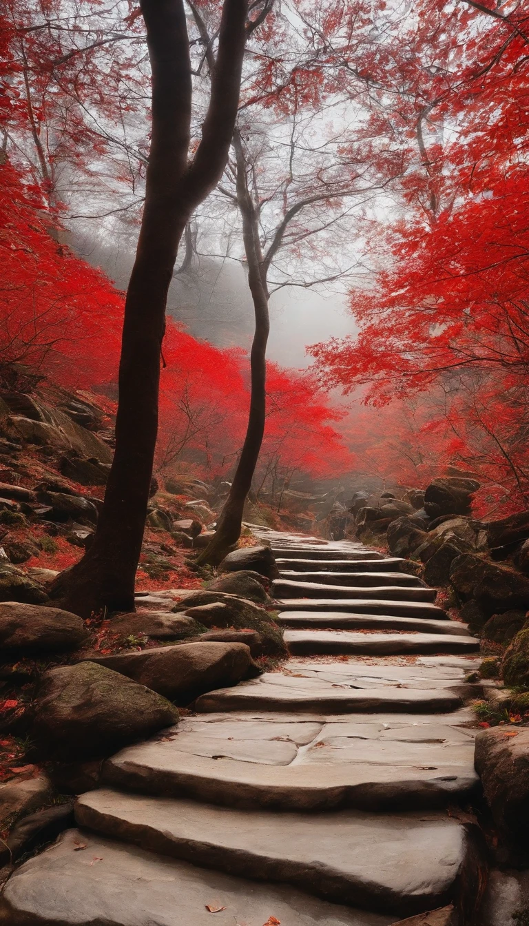 Far up the cold mountain stone path sloped,Bai Yunsheng has a family in his place。Parking to sit love Maple Forest late,Frost leaves are red in February flowers。
