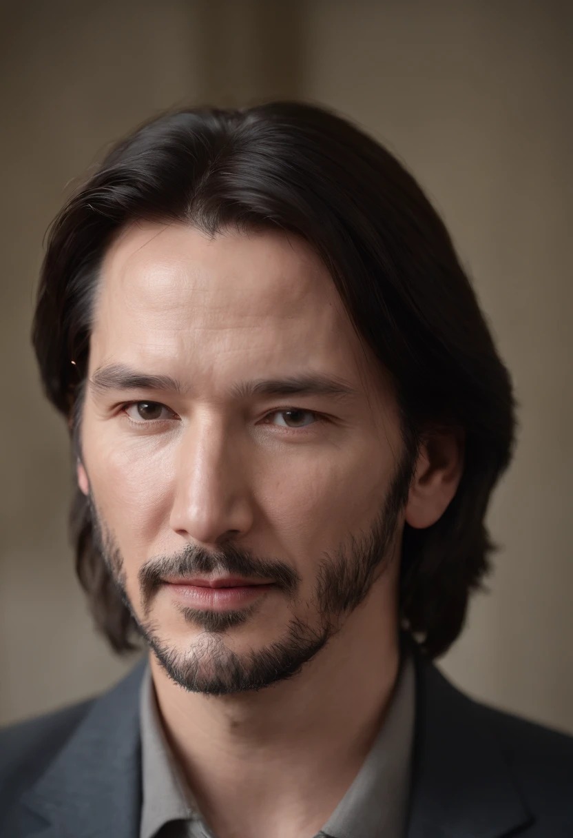 Keanu Reeves(Hyperrealistic), (8K), (Extremely detailed), (Best Illustration), (Beautiful detailed eyes), (Best quality), (Ultra-detailed), (Masterpiece), (the wallpaper), (Detailed face),  Looking at the audience, Exquisite details, Detailed faces, ,pureerosfaceace_ V1,