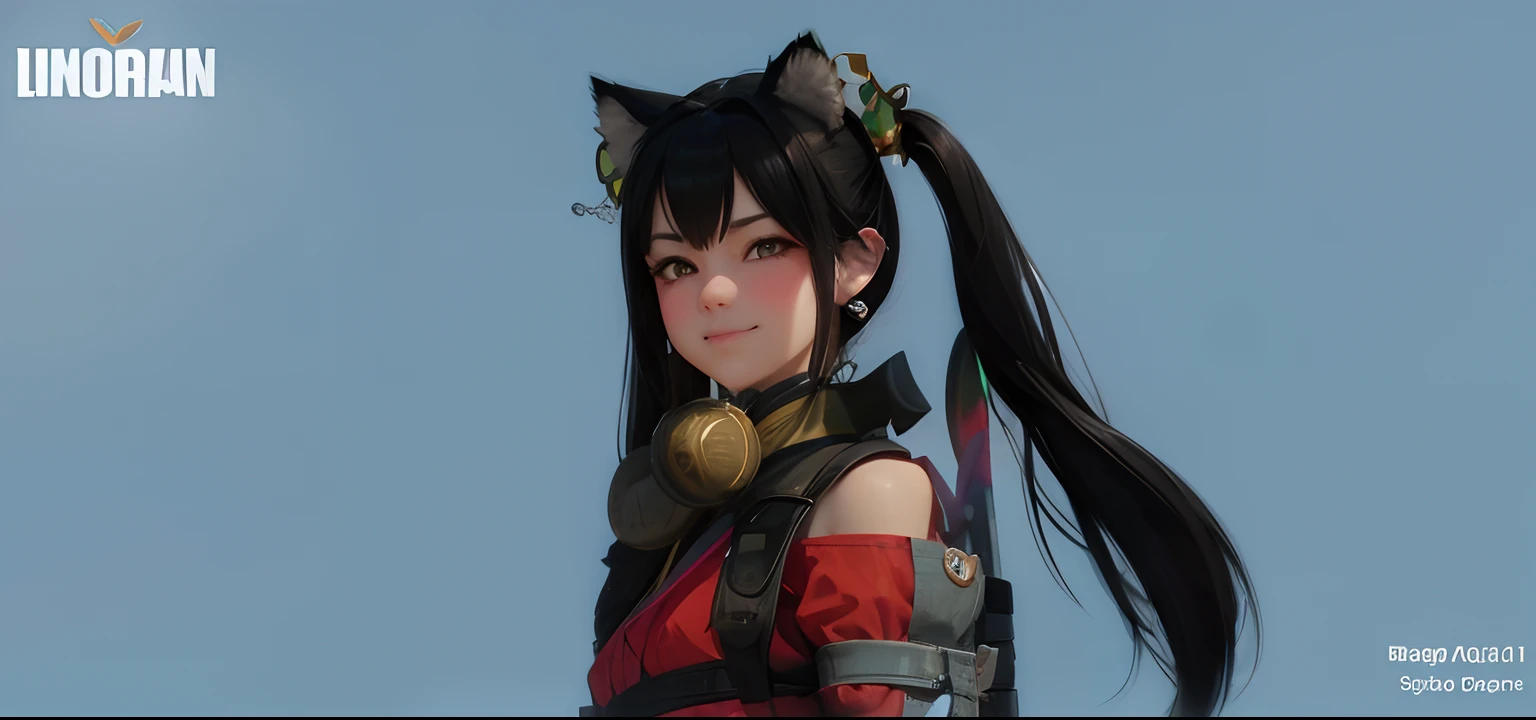 black hair, hair bobbles, wince, longeyelashes, solid circle eyes, fake animal ears, light smile, ear blush, fang, Surrealism, drop shadow, anaglyph, stereogram, tachi-e, pov, atmospheric perspective, 8k, super detail, ccurate, best quality