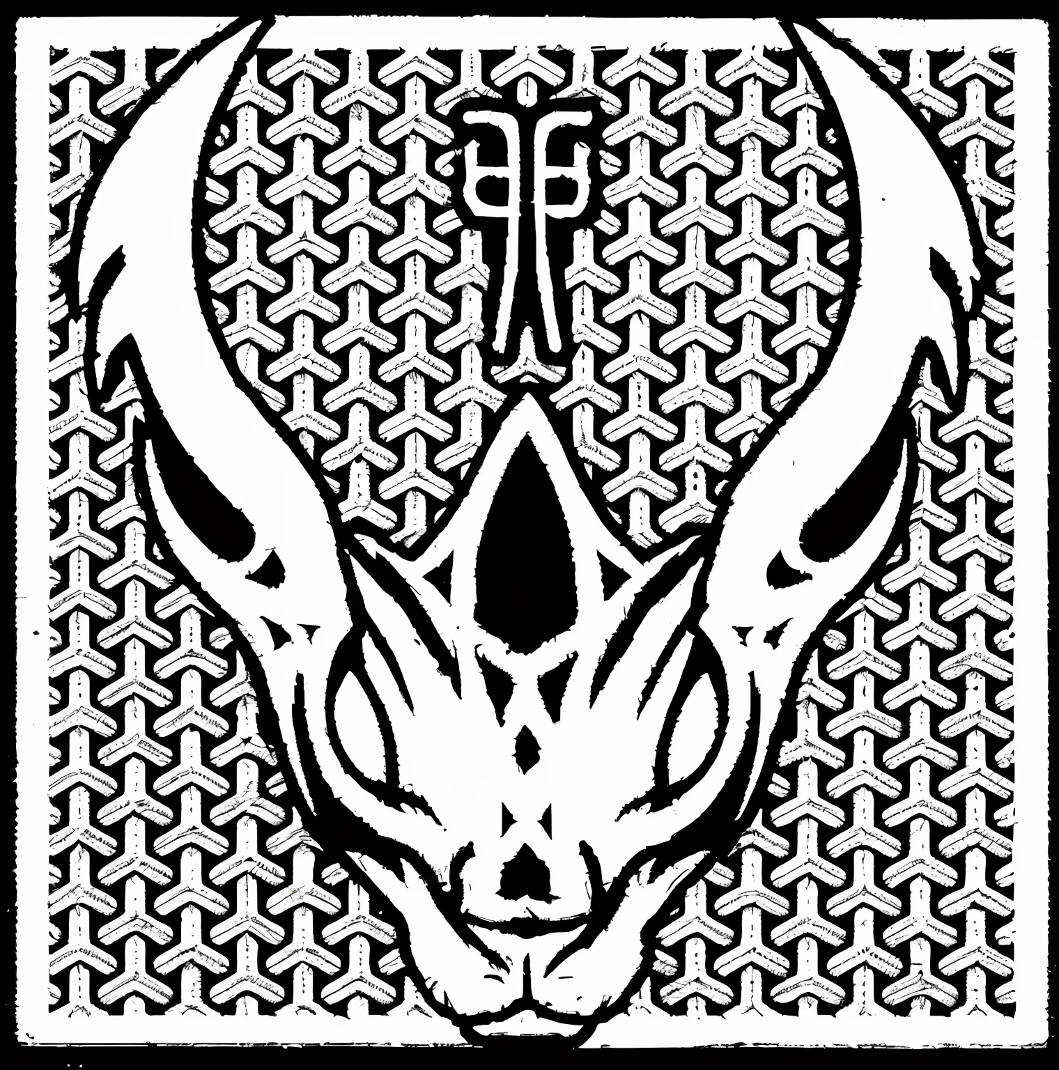 a black and white drawing of a dragon head with a cross on it, orthodox symbolism diesel punk, stylized cyberpunk minotaur logo, cyberpunk demonic symbols, style of hydro74, anubis-reptilian, leviathan cross, robot dragon head, ancient symbol behind it, anubis reptilian, dragon centered, draconic design, symmetrical logo