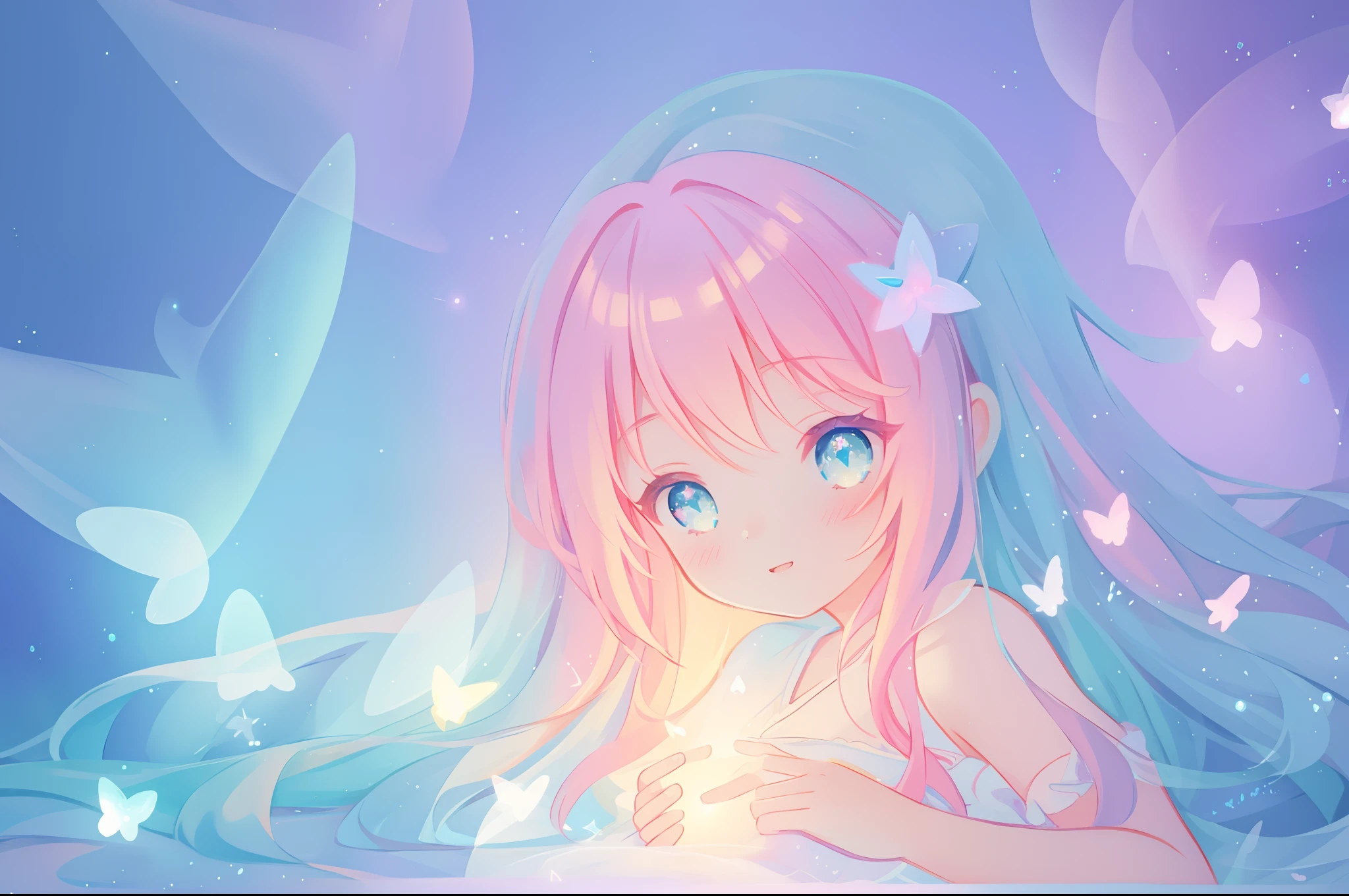 beautiful girl in sparkling glowing dress, glowing fairy wings, inspired by Glen Keane, inspired by Lois van Baarle, disney art style, by Lois van Baarle, glowing aura around her, by Glen Keane, jen bartel, glowing lights! digital painting, flowing glowing hair, glowing flowing hair, beautiful digital illustration, fantasia background, whimsical, magical, fantasy, beautiful face, masterpiece, best quality