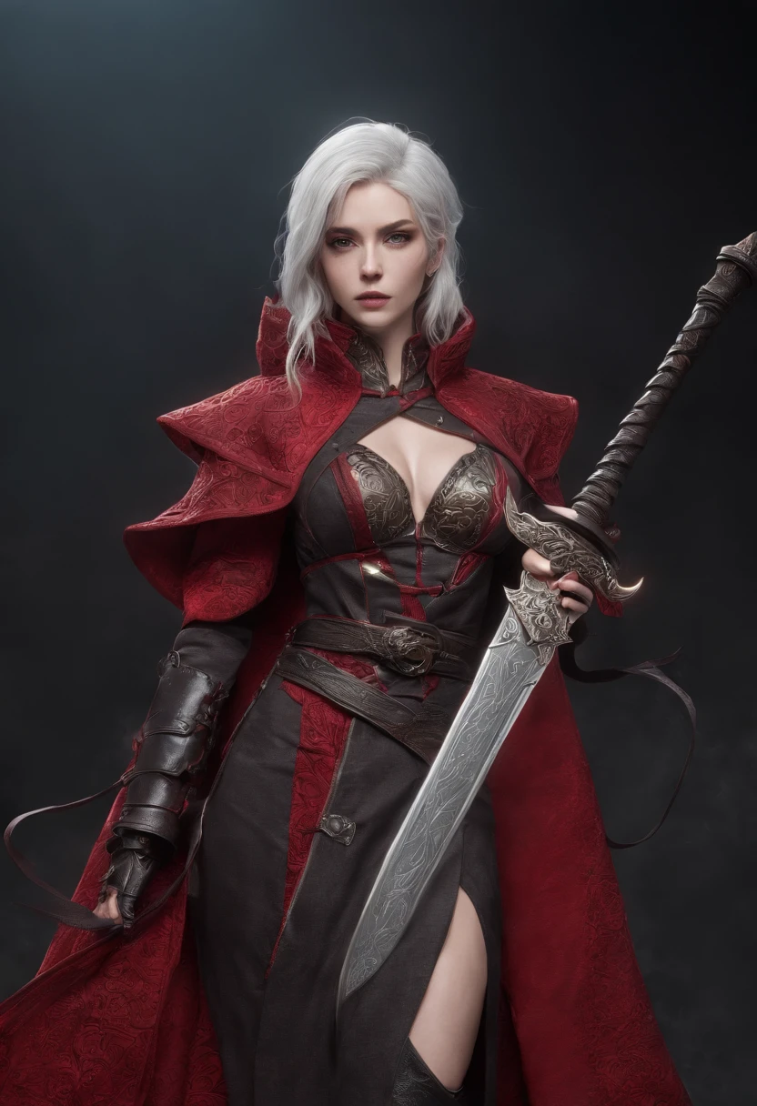 Cirilla Fiona Elen Riannon,Highest image quality,Outstanding details,超高分辨率,(Fidelity:1.4), Favor the details,closeup cleavage,dawn,Snow,winter,Wizard Sword,He has a delicate and beautiful face,Red Japanese oni armor,Raised sexy,frontage,cyber punk perssonage,Futuristic,mechanically aesthetic,Virtual Engine 5,Perfect detail rendering,rendering by octane,hyper HD