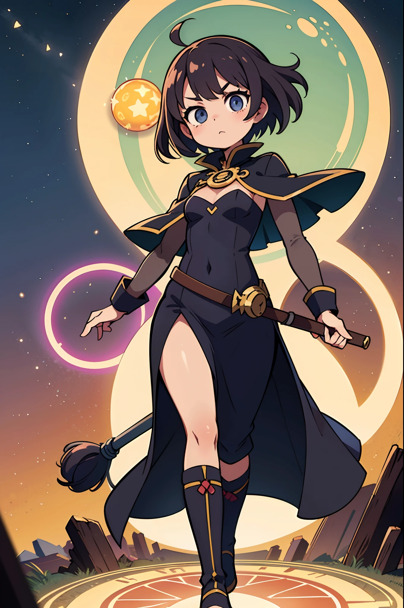 Woman with weapon coming out of body、kawaii、A magic circle appeared overhead and at your feet、moonlights