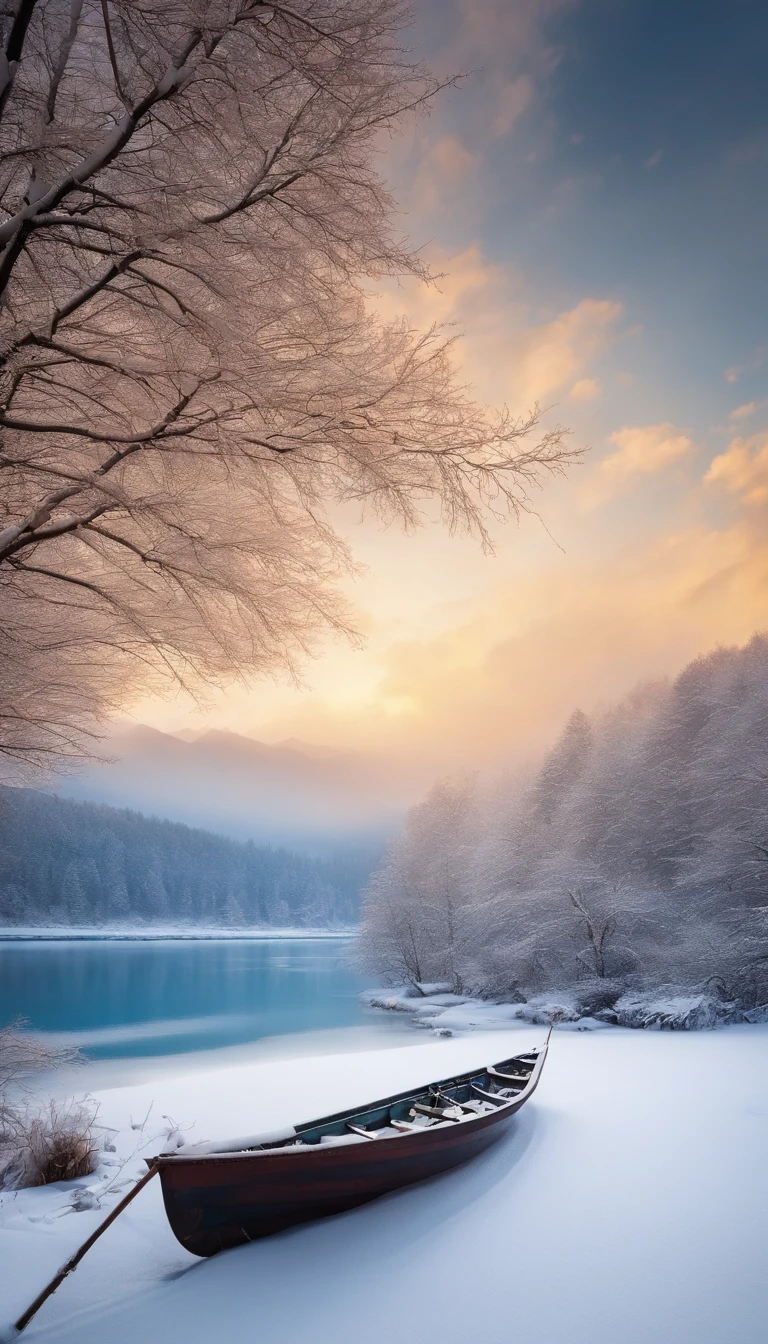 A thousand mountains and birds flew away, and thousands of people disappeared. Lonely boat, fishing alone in the cold river and snow.