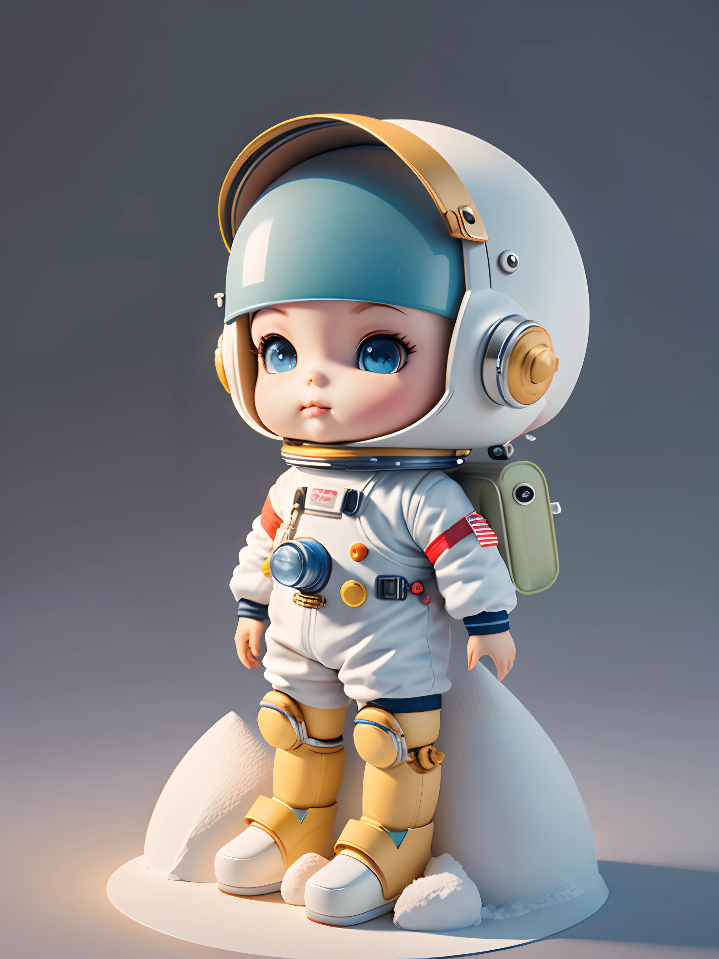 There is a little doll with helmet and helmet, cute 3d rendering, little astronaut looking up, portrait anime space cadet boy, cute 3d anime boy rendering, cute detailed digital art, male explorer mini cute boy, 3d rendering stylized, 3d rendered character art 8k, cute digital painting, anime style 3d, super detailed rendering