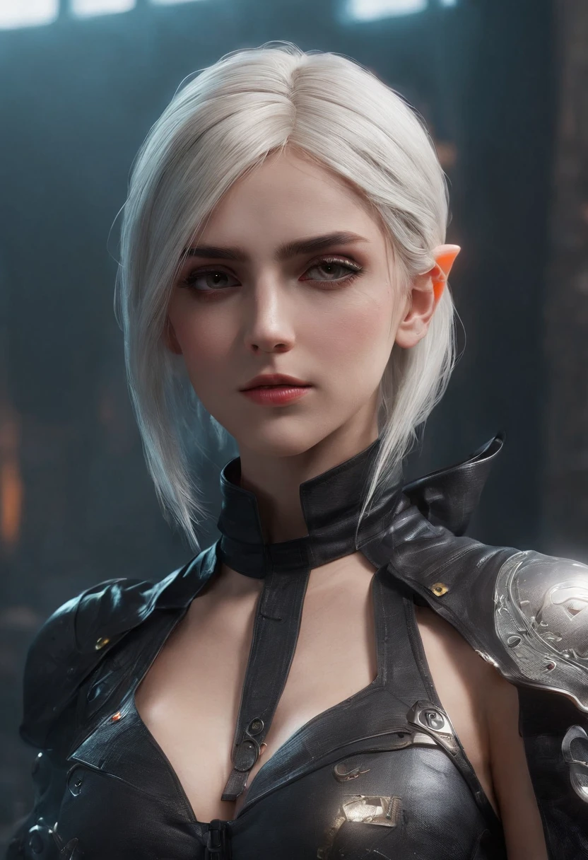 Cirilla Fiona Elen Riannon，Highest image quality，Outstanding details，超高分辨率，（Fidelity：1.4）, Favor the details, Dragon Knight，Cloak, She has a delicate and beautiful face,Raised sexy，cyber punk perssonage，Futuristic，mechanically aesthetic，Virtual Engine 5，Perfect detail rendering，rendering by octane，hyper HD