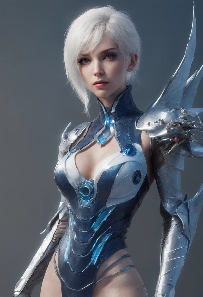 Cirilla Fiona Elen Riannon,Highest image quality,Outstanding details,超高分辨率,(Fidelity:1.4), Favor the details,closeup cleavage,The background is a scene of a cosmic celestial body,High-tech dragon knight mech,He has a delicate and beautiful face,((Blue-white flying semi-mechanical fuselage:1.8)),high-tech weapon,Raised sexy,frontage,cyber punk perssonage,Futuristic,mechanically aesthetic,Virtual Engine 5,Perfect detail rendering,rendering by octane,hyper HD