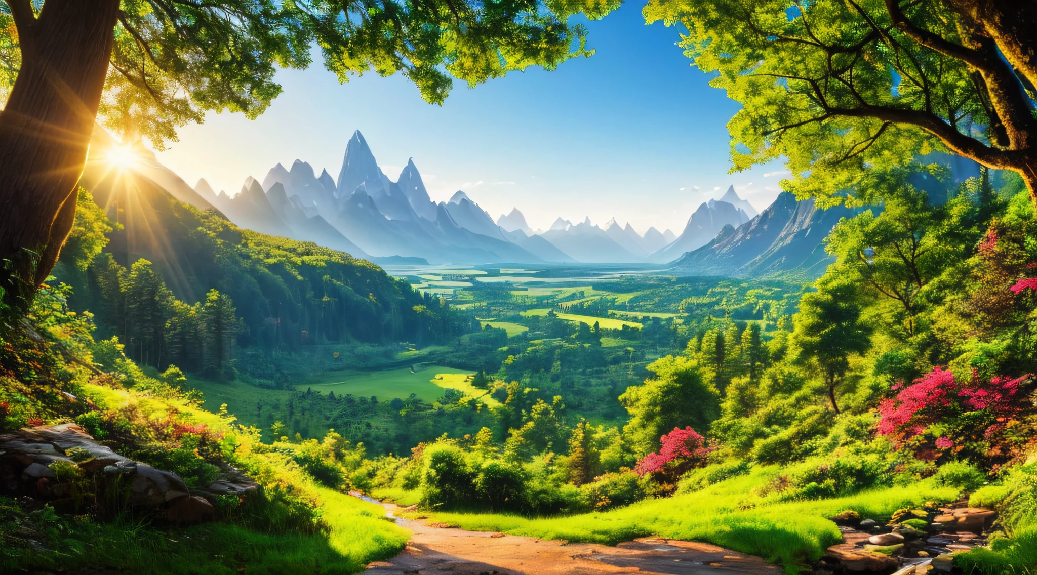 A breathtakingly beautiful natural landscape, featuring a cascading waterfall surrounded by lush, vibrant vegetation and framed by towering mountains in the distance.natural landscape,cascading waterfall,vibrant vegetation,towering mountains(best quality,4k,8k,highres,masterpiece:1.2),ultra-detailed,(realistic,photorealistic,photo-realistic:1.37),HDR,UHD,studio lighting,ultra-fine painting,sharp focus,physically-based rendering,extreme detail description,professional,vivid colors,bokehlandscapevivid and vibrant colors, lush greenssoft, diffused sunlight filtering through leaves