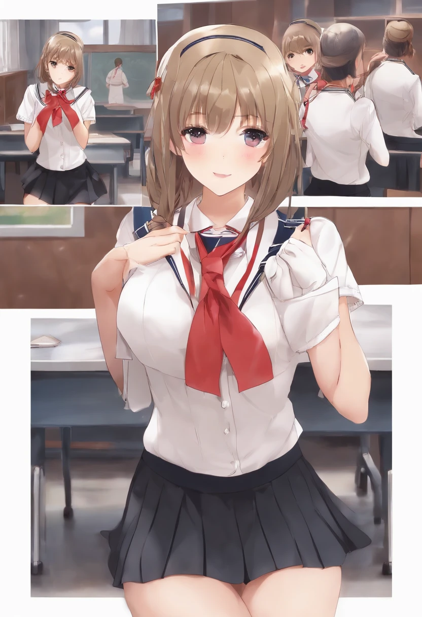 Girl nalgona con sexy school maniac school A sailor suit showing panties to classmates in the classroom