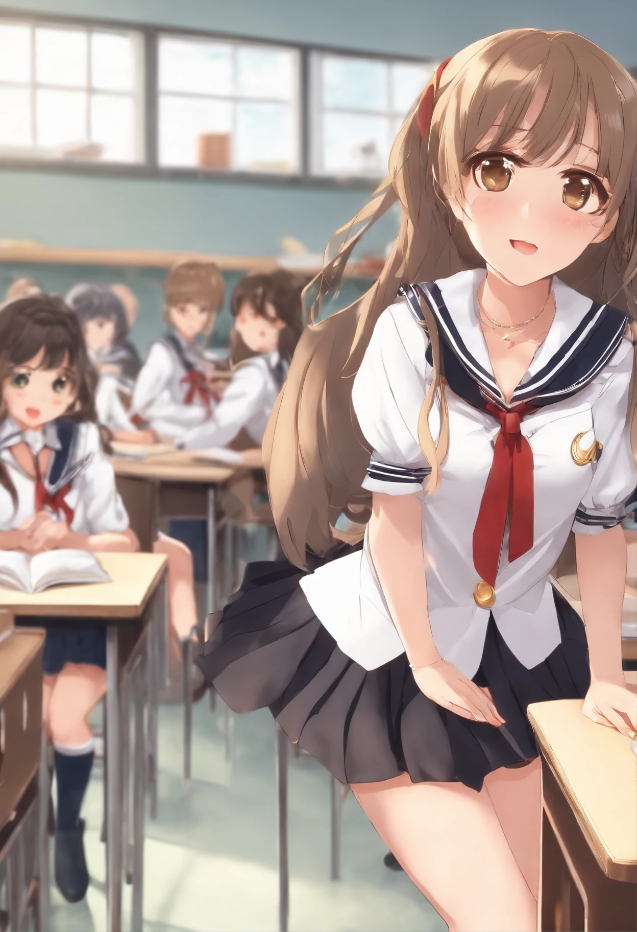 Girl nalgona lolicon sexy school maniac school A sailor suit showing panties to classmates in the classroom