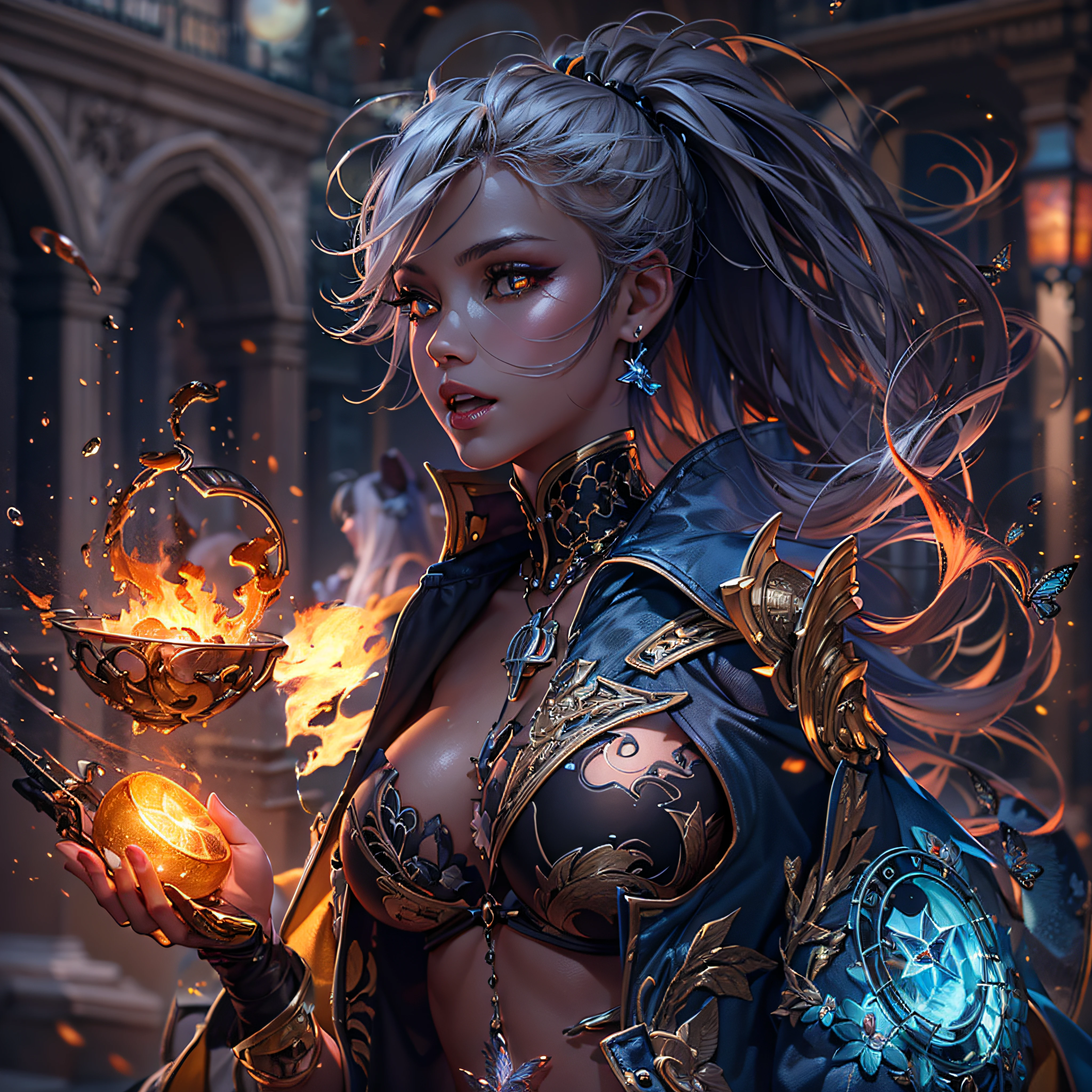 "bracer inox material fire flamme abstract blazing leather, no skin, no hand, no finger, no fingers"