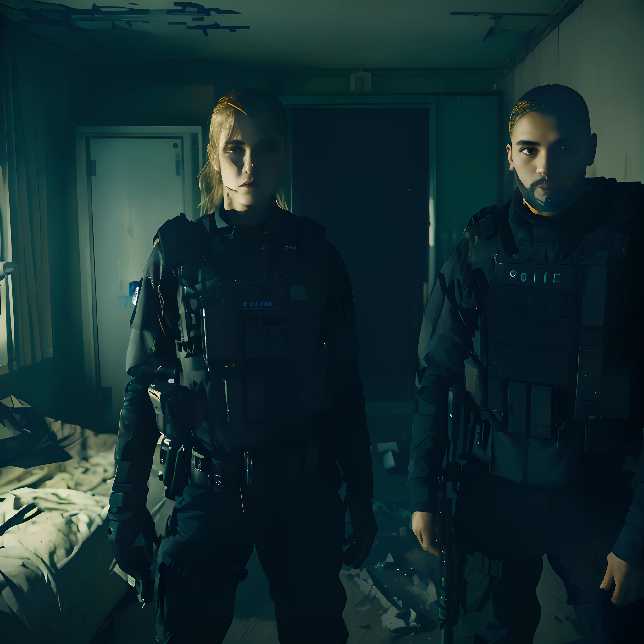 two swat cops male and female