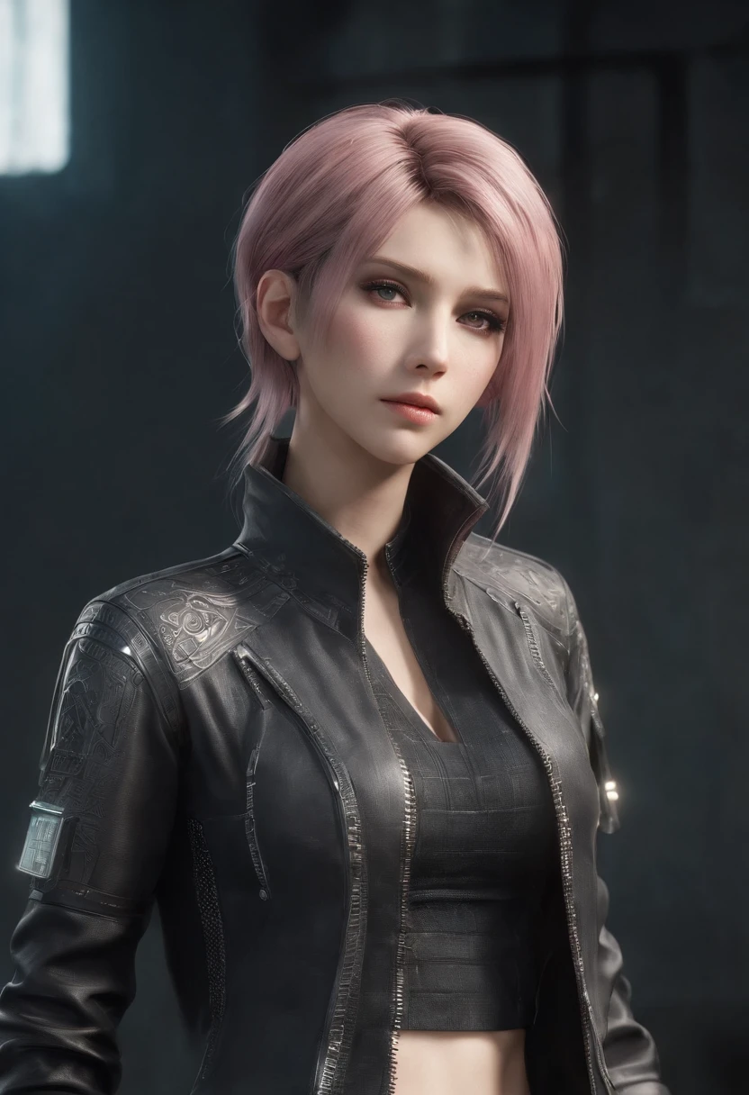 Final Fantasy XV character Ellania, Highest image quality,Outstanding details,超高分辨率,(Fidelity:1.4), Favor the details,Dragon Knight,Cloak, She has a delicate and beautiful face,Raised sexy,cyber punk perssonage,Futuristic,mechanically aesthetic,Virtual Engine 5,Perfect detail rendering,rendering by octane,hyper HD